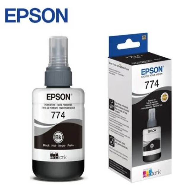 BOTELLA DE TINTA EPSON 774, 140ML, PARA IMPRESORAS EPSON WORKFORCE M105 / M205.