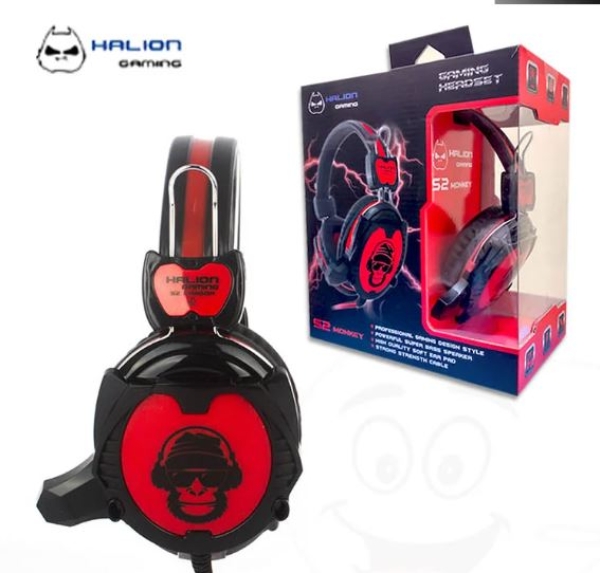 AURICULAR GAMER HALION S2 MONKEY NG/ROJO