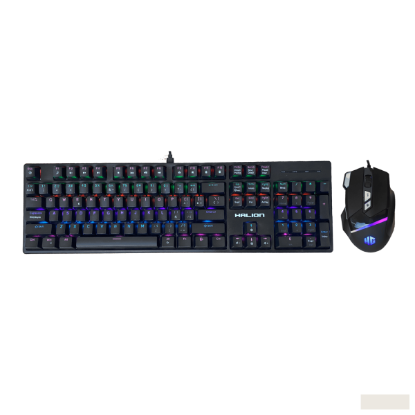 KIT TECLADO MECANICO + MOUSE GAMER HALION PEGASO HA-861C RAINBOW