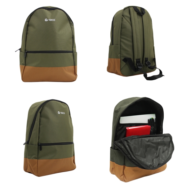 MOCHILA TEROS TE-ACS9021MG, POLIÉSTER, SOPORTA NBS DE HASTA 15.6", VERDE MILITAR + MARRÓN