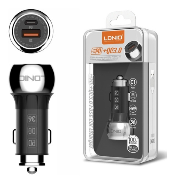 CARGADOR AUTO LDNIO TIPO C MOD C1