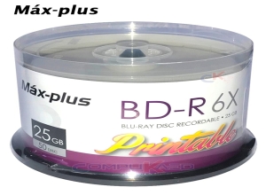 DISCO BLURAY BD-R 25GB 6X IMPRIMIBLE  MAXPLUS