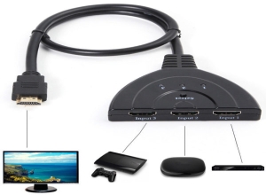 SWITCH HDMI 3 PORT 3 IN A 1 OUT, HDTV BLACK BLISTER