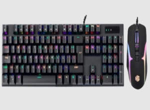 KIT HALION TECLADO MECANICO + MOUSE GAMER HA-K863C DAMON RED BLACK