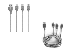 CABLE DE CARGA 3 EN 1 TEROS TE-70210W, USB A TIPO C/LIGHTNING/MICRO USB, 17.5W MÁX, GRIS