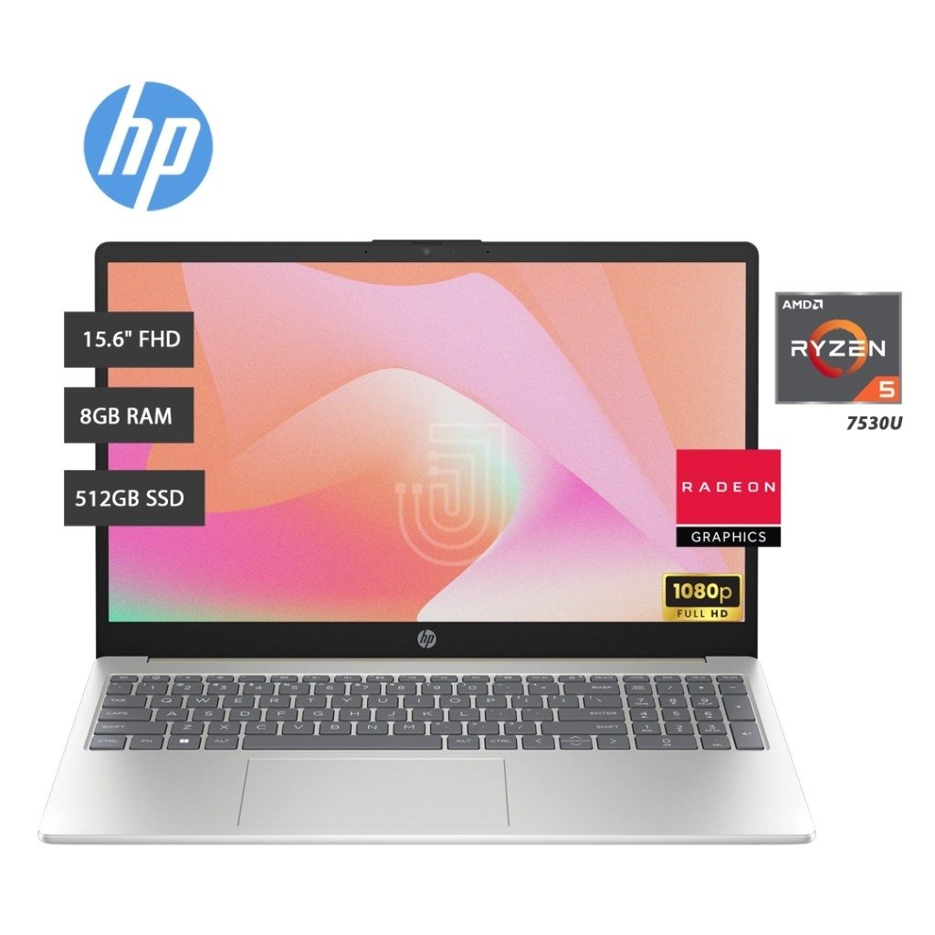 NOTEBOOK HP 15-FC0354LA RYZEN 5 7530U, 8GB DDR4, 512GB SSD, 15.6" FHD.
