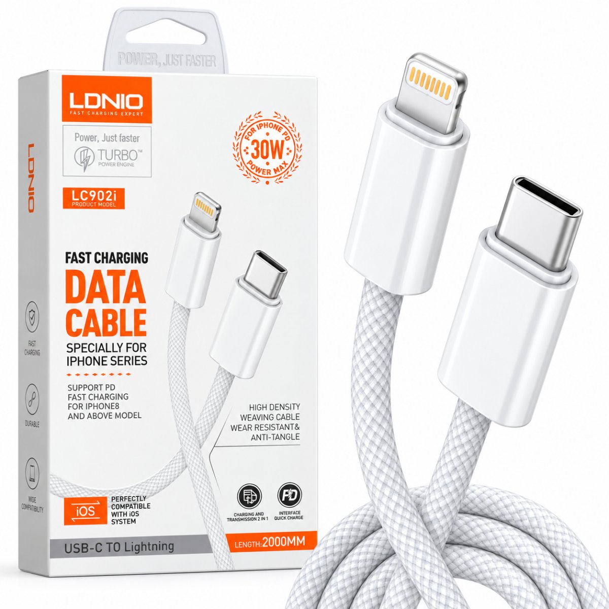 CABLE LDNIO LC902i 30W TIPO C A LIGTHNING