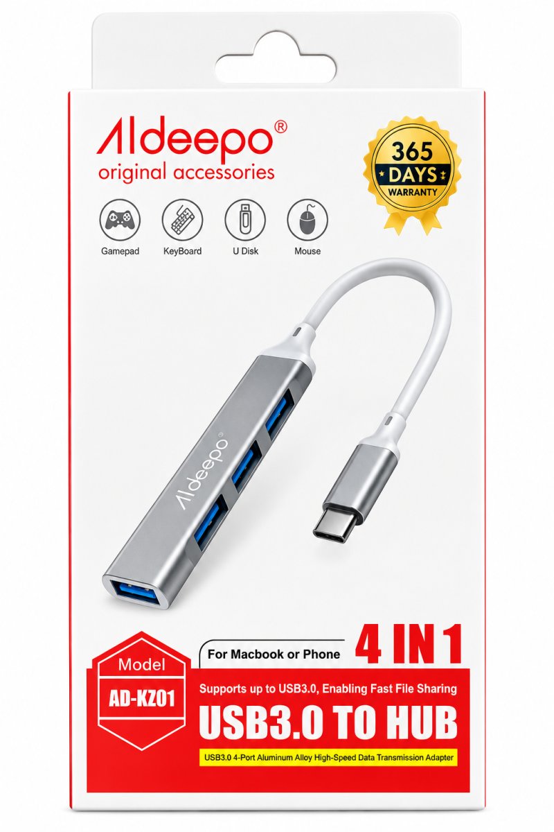 HUB USB 3.0 ALDEEPO AD-KZ01 TIPO C 4 EN 1 en HILAX.PE — Camaná, Arequipa