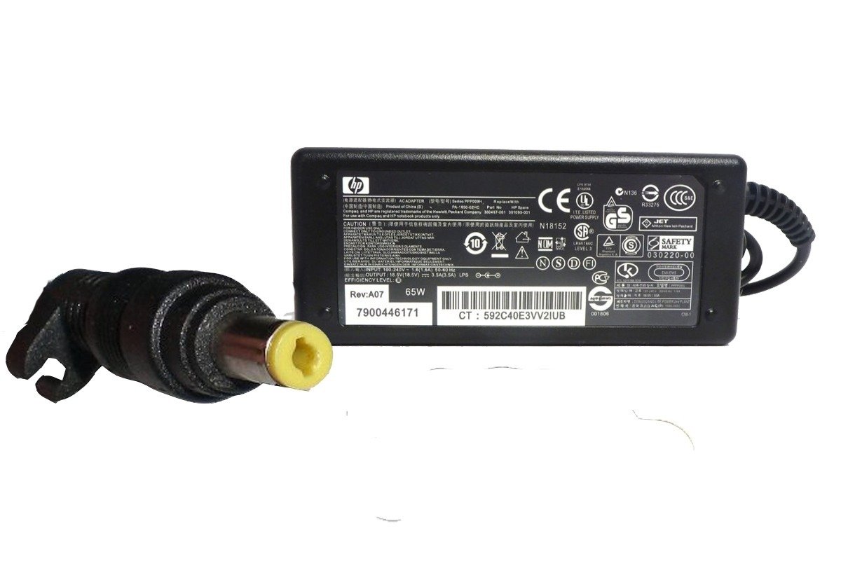 CARGADOR LAPTOP HP 18.5V 3.5A P. AMARILLA (4.8*1.7)