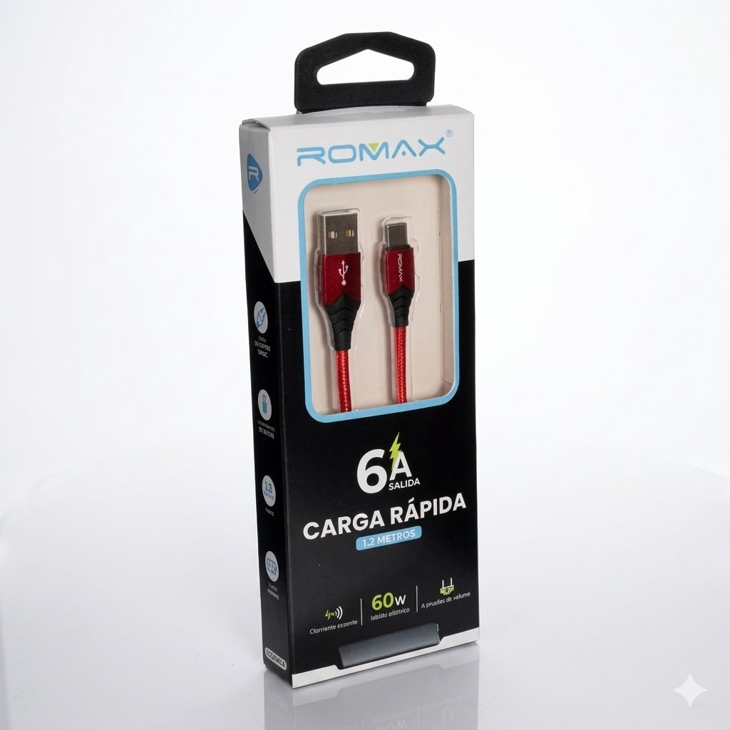 CABLE ROMAX TIPO V8 TCD0937 60W 6A, 1M