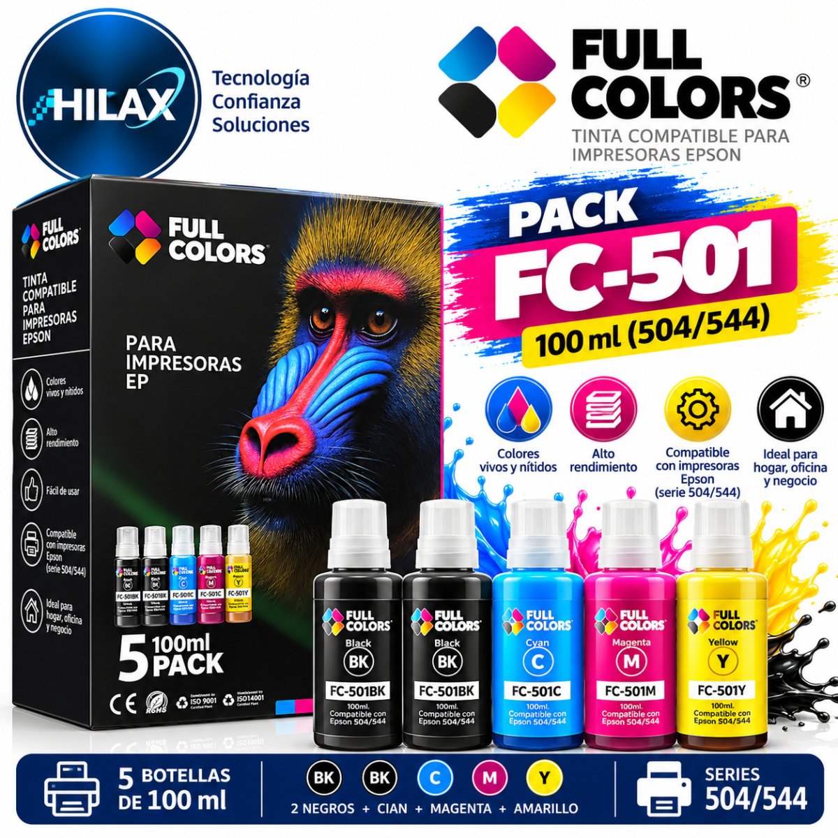 TINTA FULL COLORS FC-501 PACK 100ML (504/544) en HILAX.PE — Camaná, Arequipa