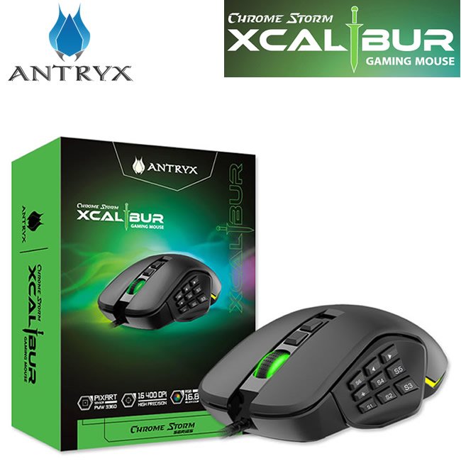 MOUSE GAMING ANTRYX CHROME STORM XCALIBUR DPI 16400 RGB