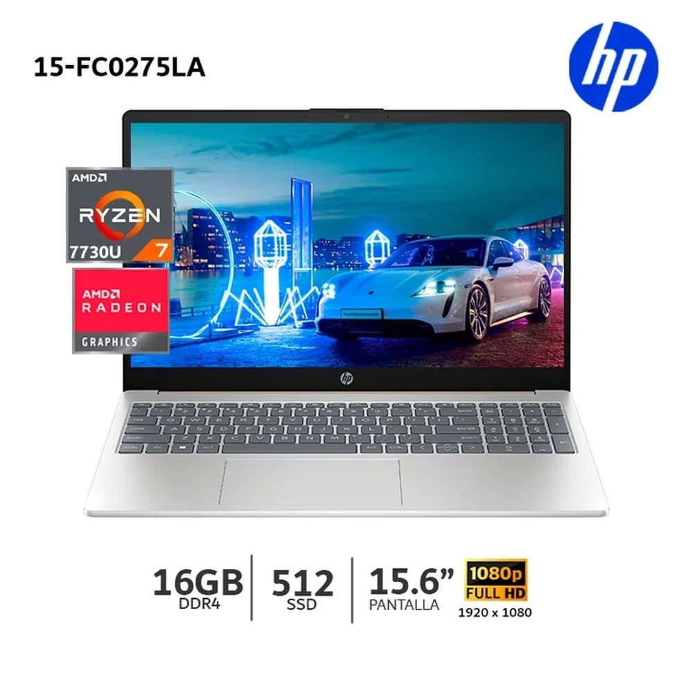 NOTEBOOK HP 15 FC0275LA 15.6 FHD AMD RYZEN 7 7730U, 16GB RAM, SOLIDO 512GB en HILAX.PE — Camaná, Arequipa