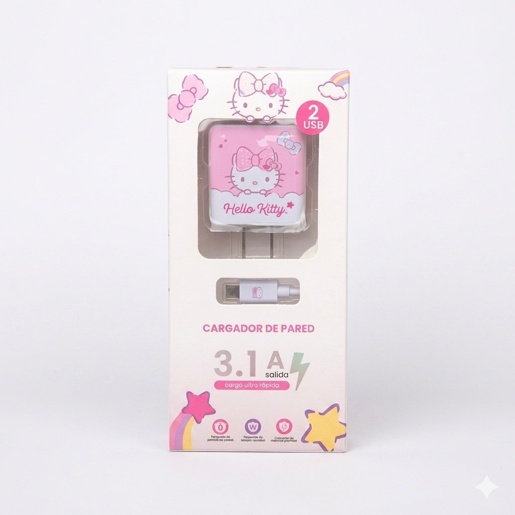 CARGADOR ROMAX V8 HELLO KITTY 3.1 A HKA309 en HILAX.PE — Camaná, Arequipa