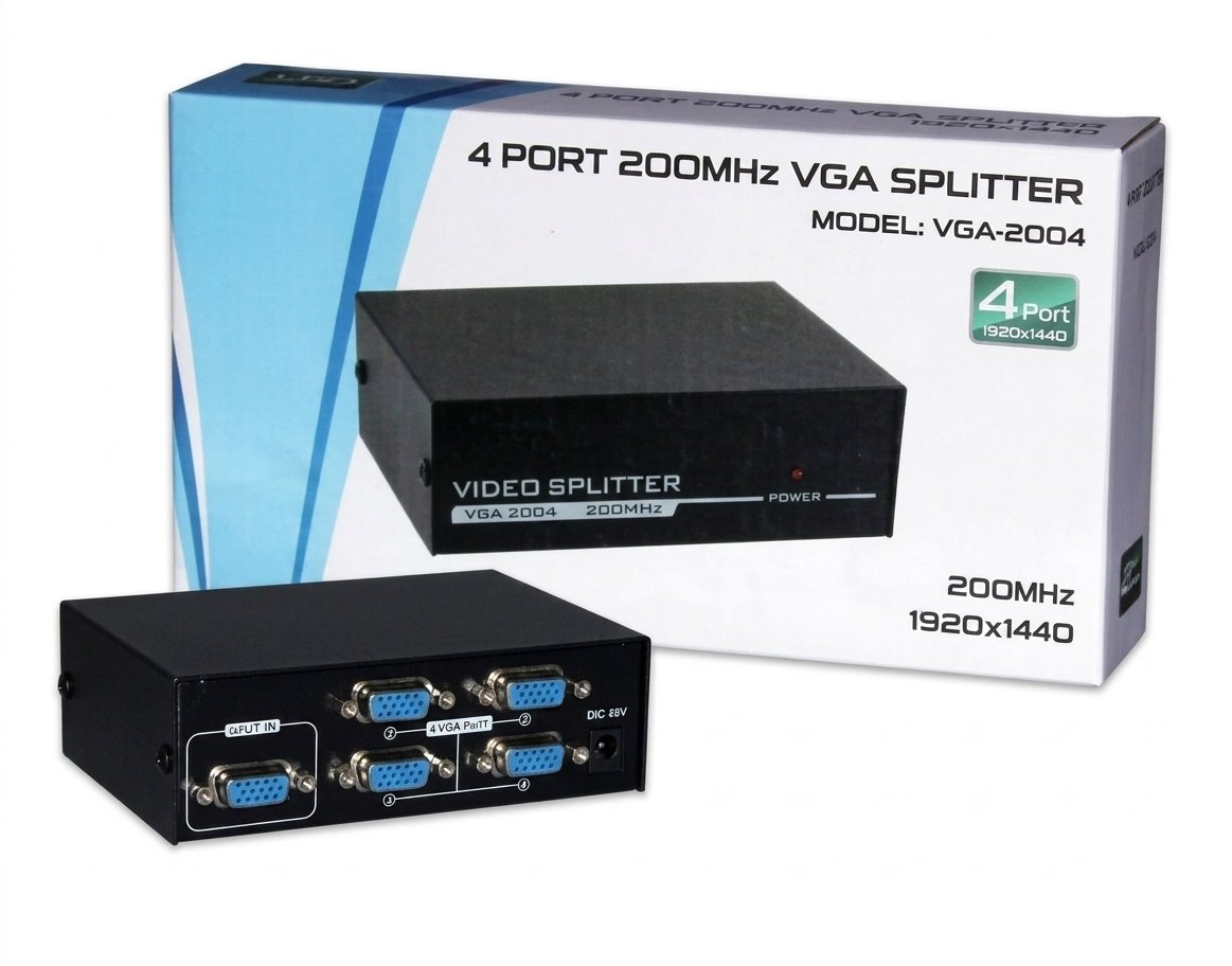 SPLITER VGA 4PORT, 1 IN X 4 OUT, VGA-2004 / CAJA BLANCA CELESTE
