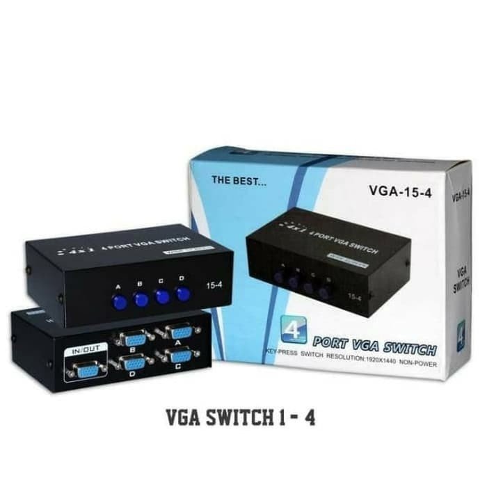 SWITCH VGA 4PORT MANUAL, 1 IN A 4 OUT, VGA-15-4/ CAJA BLANCA CELESTE