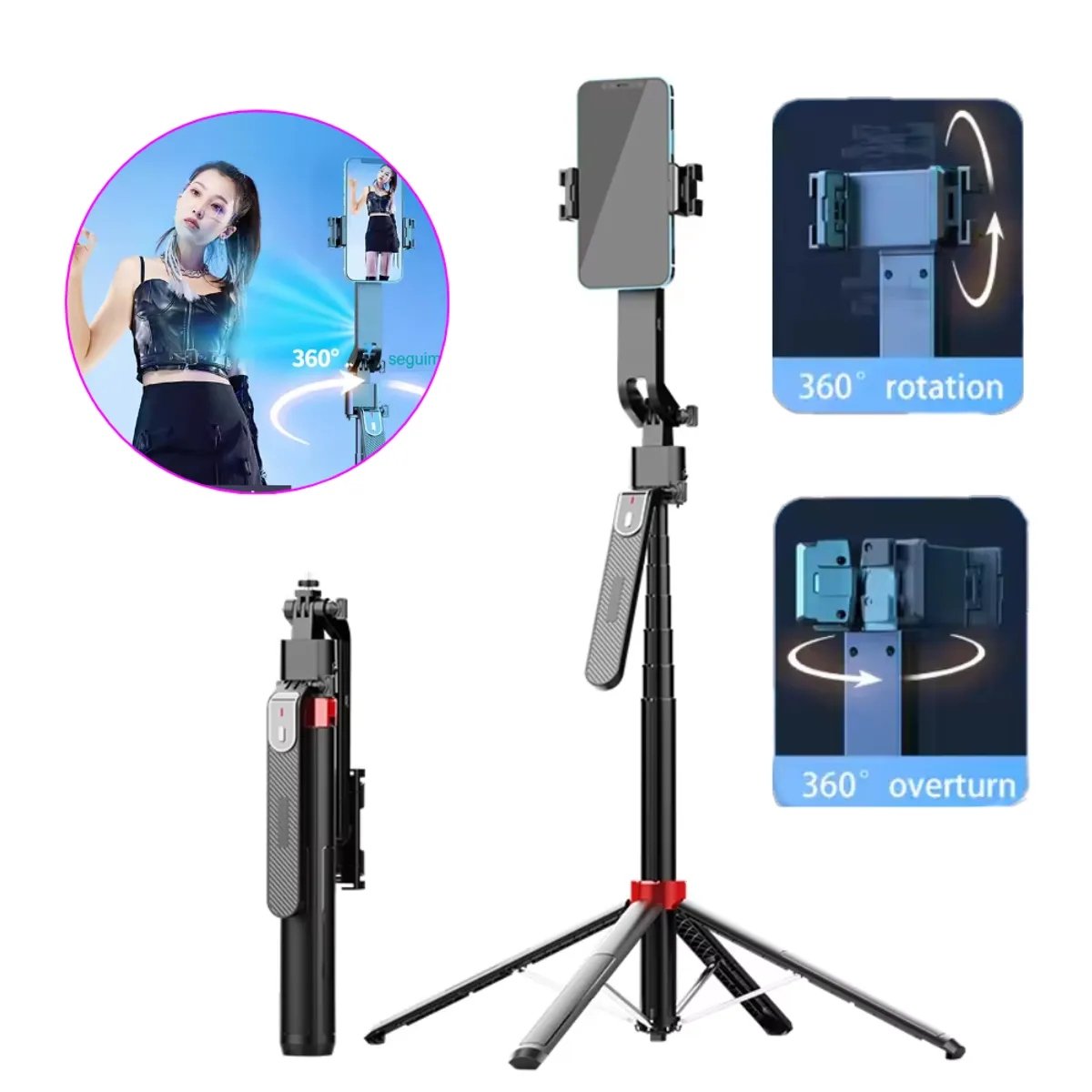 TRIPODE SELFIE STICK WEP-Q185 CON SEGUIMIENTO 1.8M