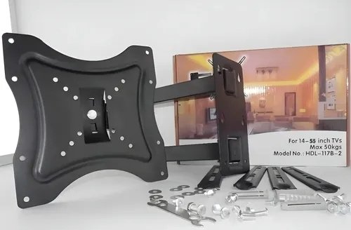 SOPORTE TV MONITOR HDL-117B-2 PARED BRAZO MÓVIL 14 A 55 PULGADAS NEGRO