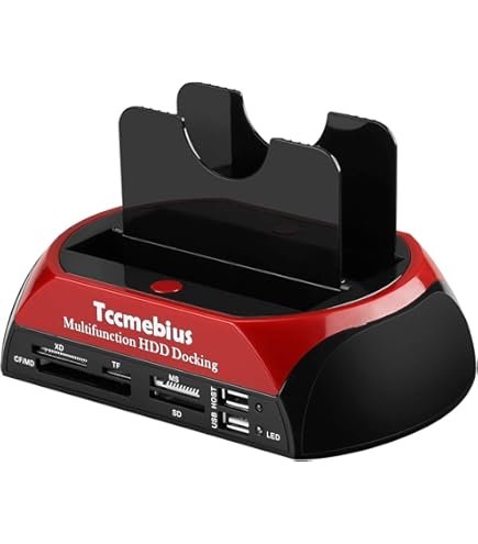 ESTACION DOCKING USB 3.0 DUAL MULTILECTOR 2.5" 3.5" SATA D/TARJETA SD, MS, TF, P/PC / CAJA ROJA en HILAX.PE — Camaná, Arequipa