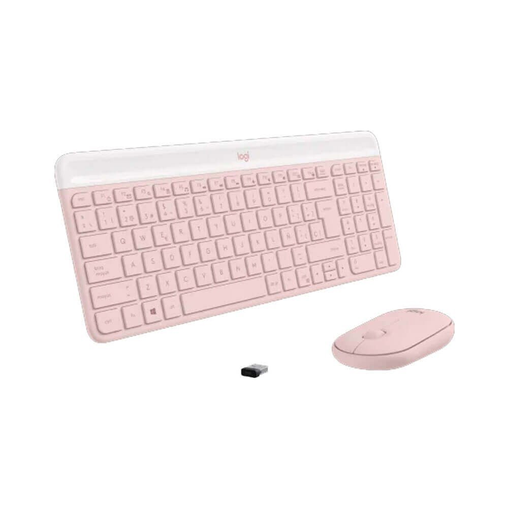 KIT WIRELESS TECLADO + MOUSE LOGITECH MK470 SLIM ROSA
