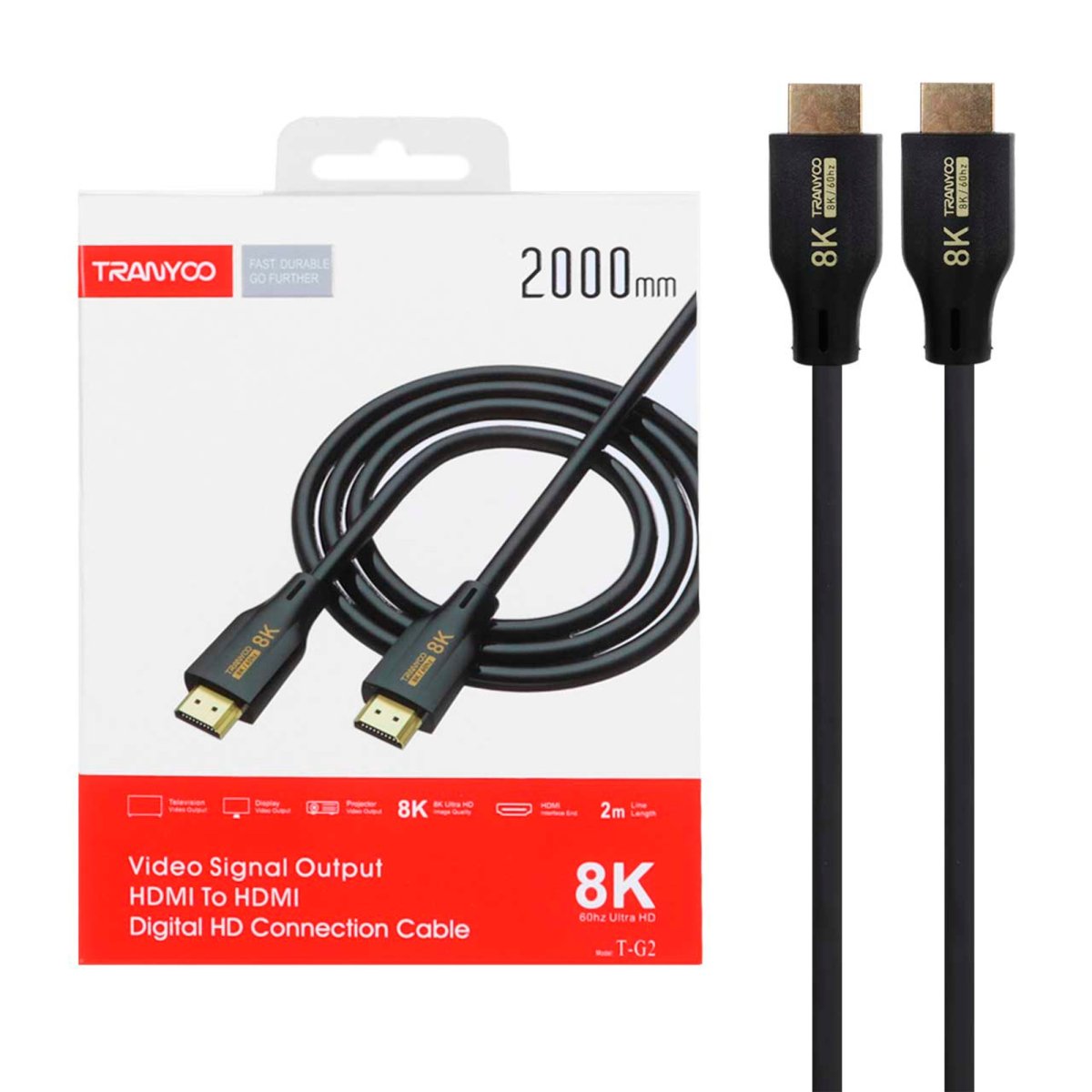 CABLE HDMI 2M TRANYOO 8K T-G2 en HILAX.PE — Camaná, Arequipa